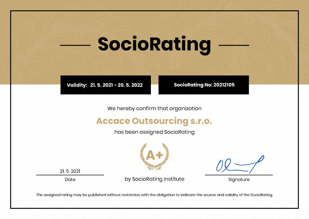 sociorating certifikát